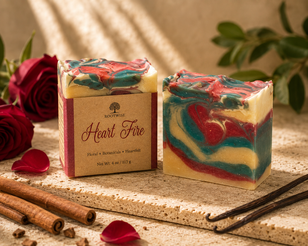 RootWise Heart Fire botanical cleansing bar from the Light Collection.