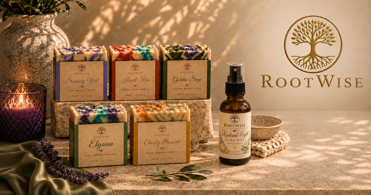 RootWise botanical body cleanser collection showcase.