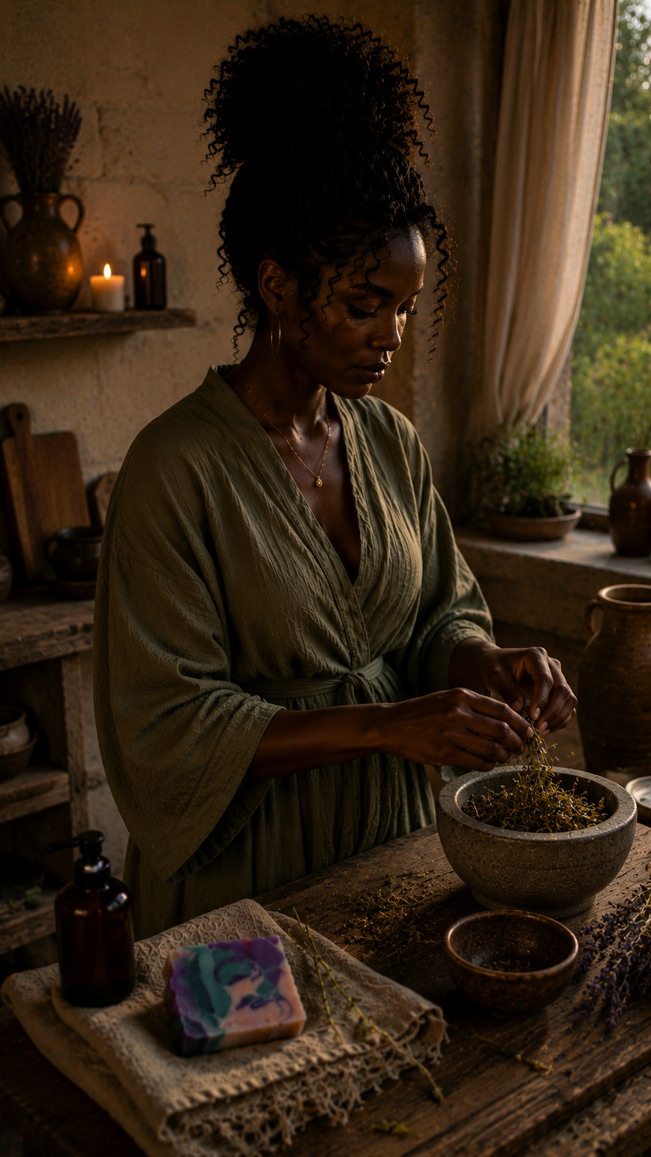 Botanical craftsmanship in a kitchen, illustrating the RootWise story.