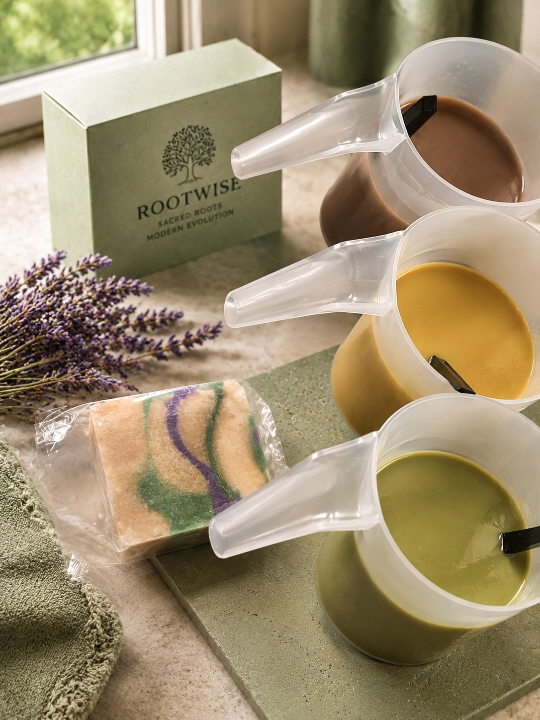 RootWise botanical cleanser formulation before pouring.