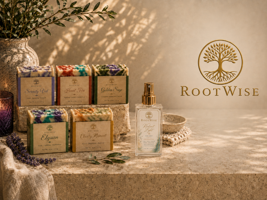 RootWise The Practice collection of five botanical cleansing bars.